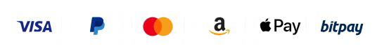 Moyens de paiement : Visa, PayPal, Mastercard, Amazon Pay, BitPay